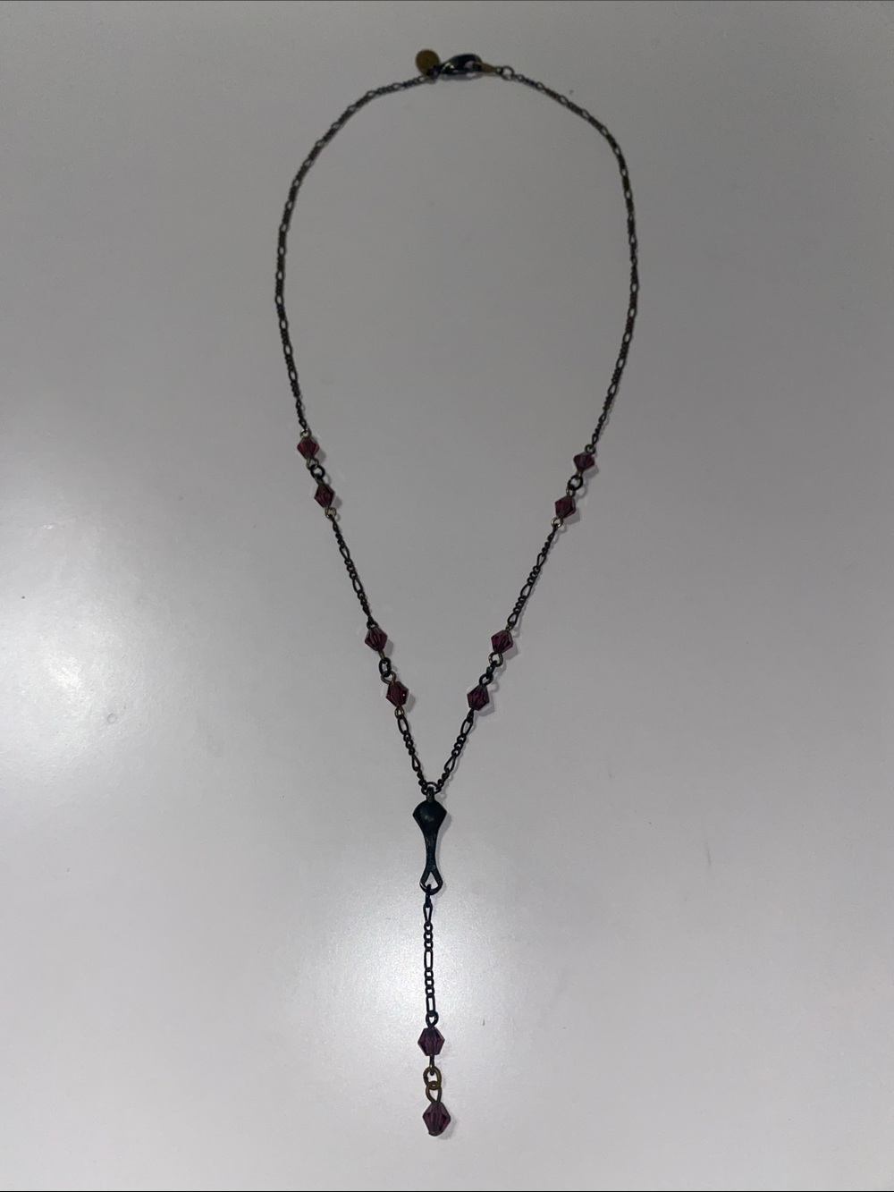Delicate Women's Drop Necklace with Purple Beads